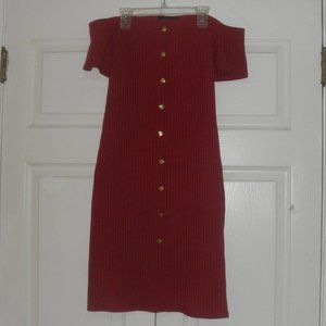 Red Derek Heart Off the Shoulder Dress Size L